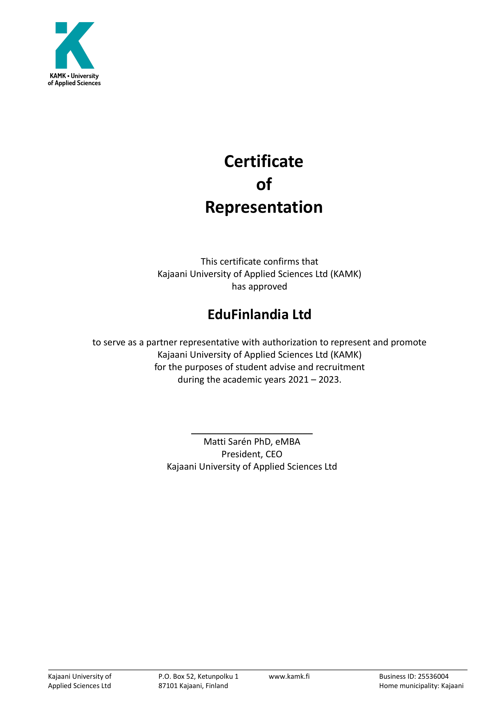 Certificate of Authorisation EduFinlandia(2)